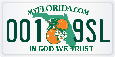 FL license plate 0019SL
