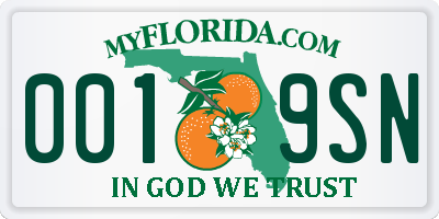 FL license plate 0019SN