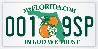 FL license plate 0019SP