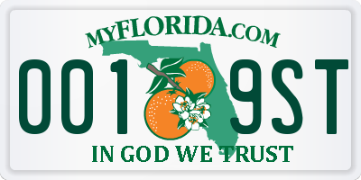 FL license plate 0019ST