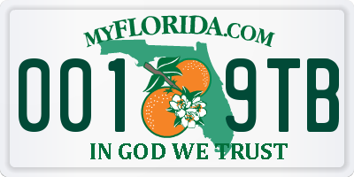 FL license plate 0019TB