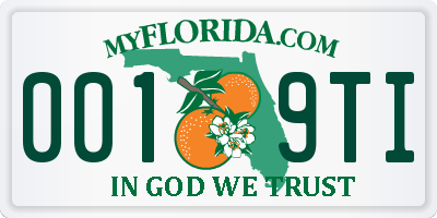 FL license plate 0019TI