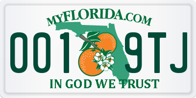 FL license plate 0019TJ