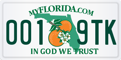 FL license plate 0019TK