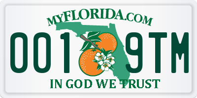 FL license plate 0019TM