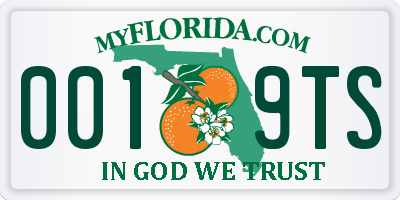 FL license plate 0019TS