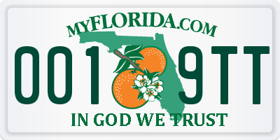 FL license plate 0019TT