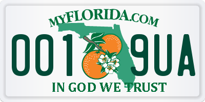 FL license plate 0019UA