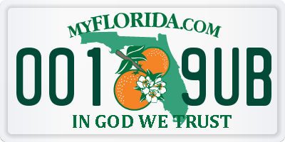FL license plate 0019UB
