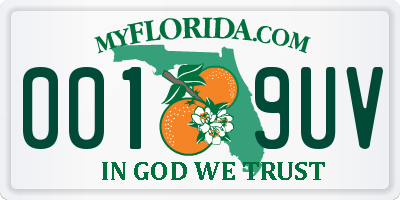FL license plate 0019UV
