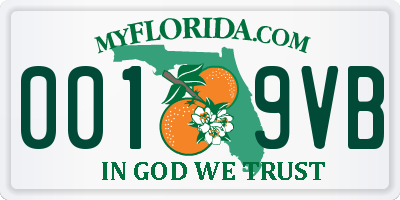 FL license plate 0019VB