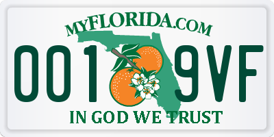 FL license plate 0019VF