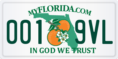 FL license plate 0019VL