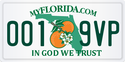 FL license plate 0019VP