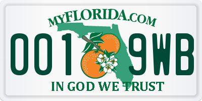 FL license plate 0019WB
