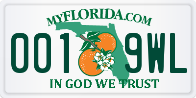 FL license plate 0019WL