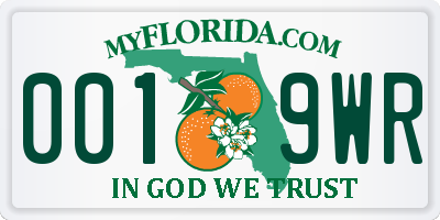 FL license plate 0019WR