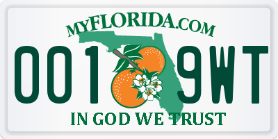 FL license plate 0019WT