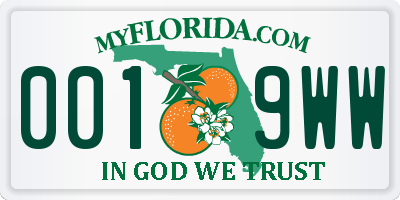 FL license plate 0019WW