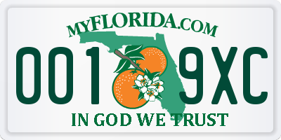 FL license plate 0019XC