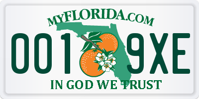 FL license plate 0019XE