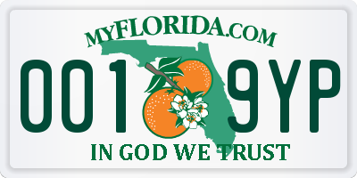 FL license plate 0019YP