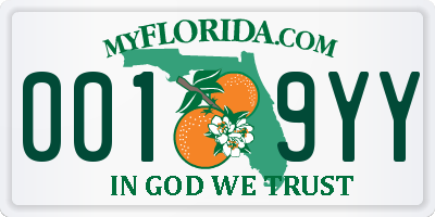 FL license plate 0019YY