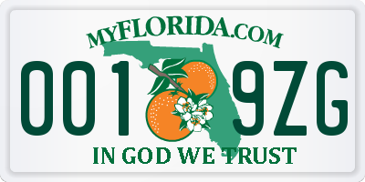 FL license plate 0019ZG