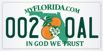 FL license plate 0020AL