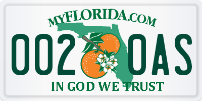 FL license plate 0020AS