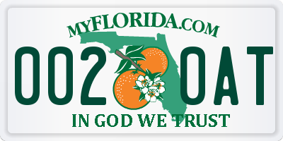 FL license plate 0020AT
