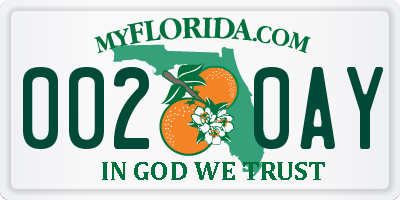 FL license plate 0020AY