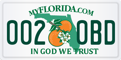 FL license plate 0020BD