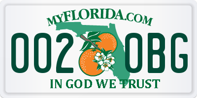 FL license plate 0020BG