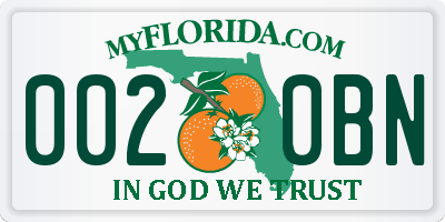 FL license plate 0020BN