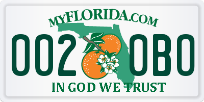 FL license plate 0020BO