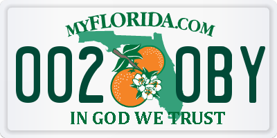 FL license plate 0020BY