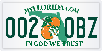 FL license plate 0020BZ