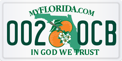 FL license plate 0020CB