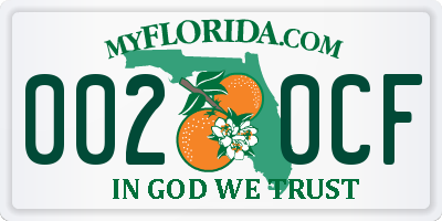 FL license plate 0020CF