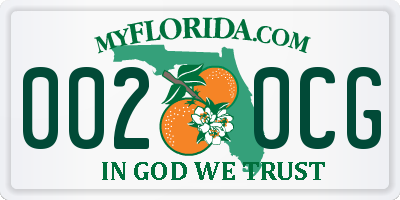 FL license plate 0020CG