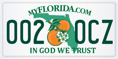 FL license plate 0020CZ