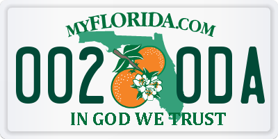 FL license plate 0020DA