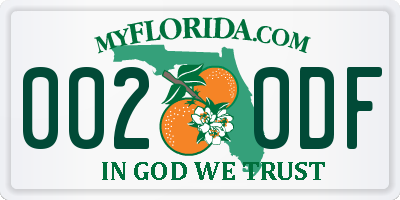 FL license plate 0020DF
