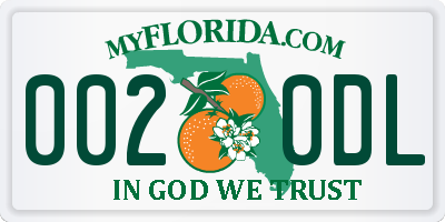 FL license plate 0020DL