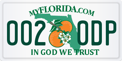 FL license plate 0020DP