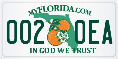 FL license plate 0020EA