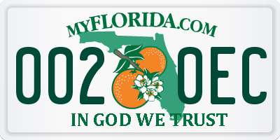FL license plate 0020EC