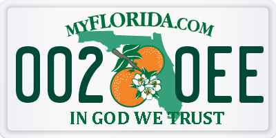 FL license plate 0020EE