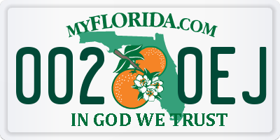 FL license plate 0020EJ